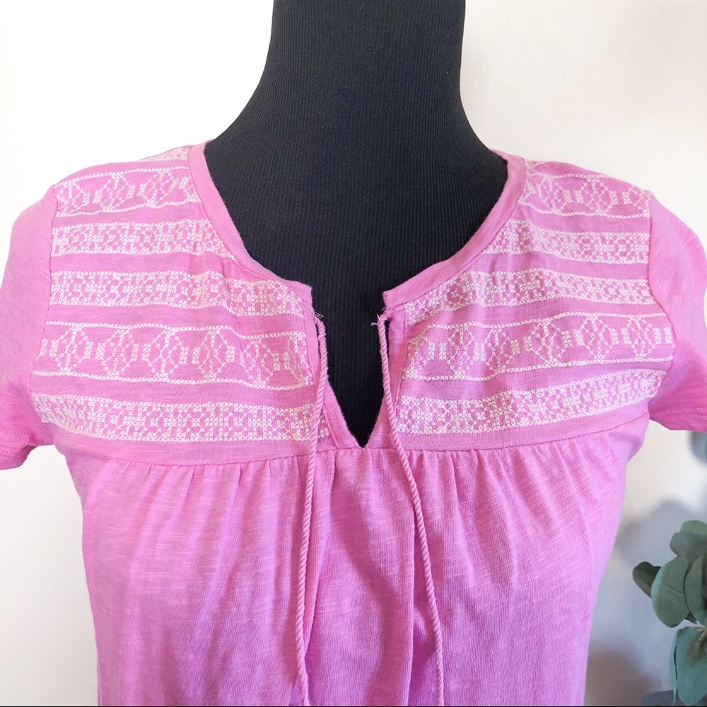 talbots | pink embroidered short sleeve tassels - Picture 5 of 7